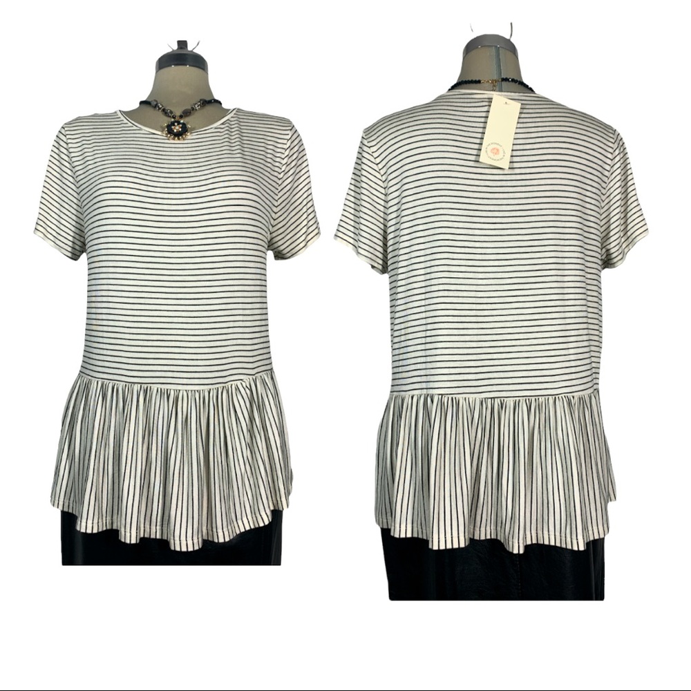 *NEW* Live in the Moment Striped black and White Blouse Size XL